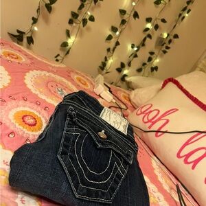 Women's True Religion Boot Cut Jeans with Diamond Detailing (Size: XS)